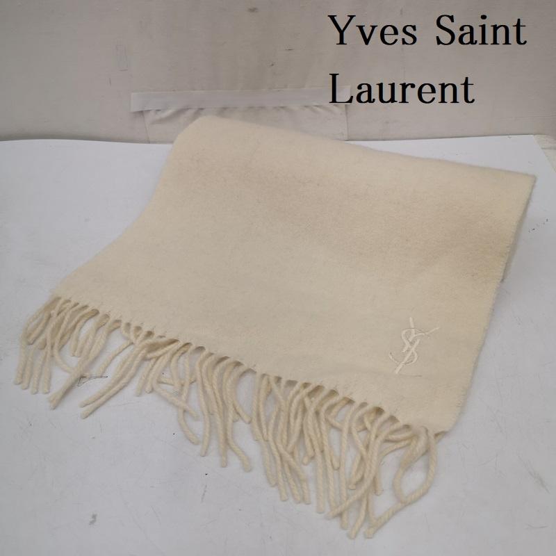 イヴサンローラン Yves Saint Laurent マフラー マフラー YSL ロゴ マフラー ストール - 白 / ホワイト / white レディース USED 古着 中古 50164734