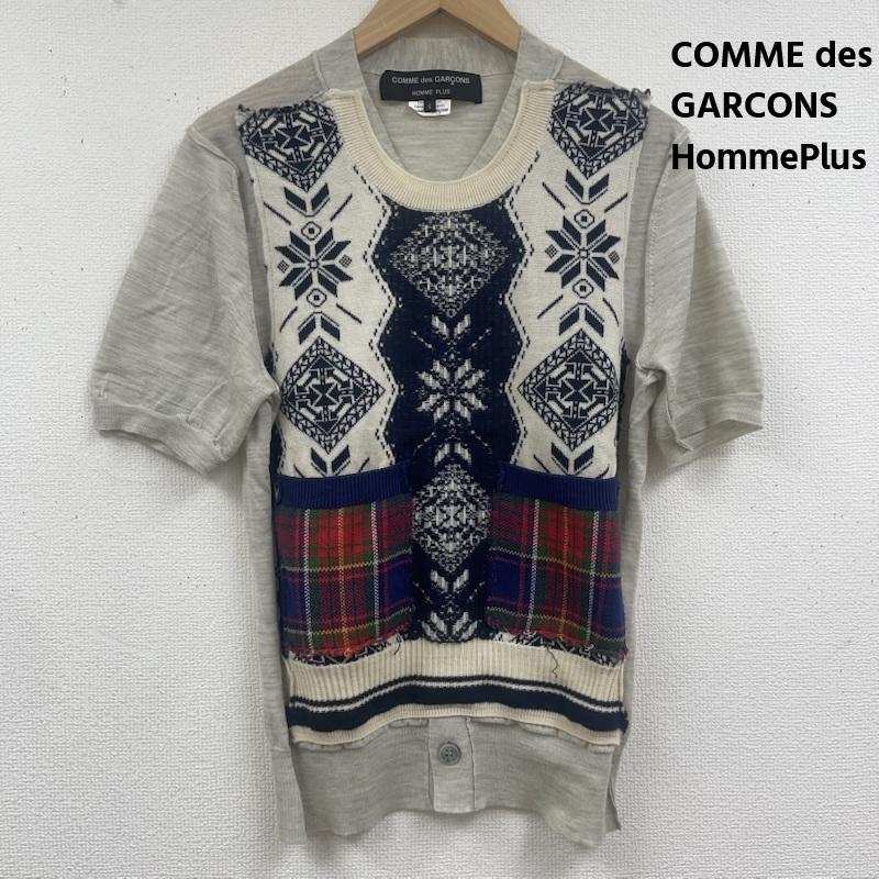 コムデギャルソンオムプリュス COMME des GARCONS HommePlus Tシャツ 半袖 10ss 日本製 ランダムコラージュ期 ドッキング ニット パッチワーク Tシャツ S ベージュ / ベージュ / beige レディース USED 古着 中古 50164737