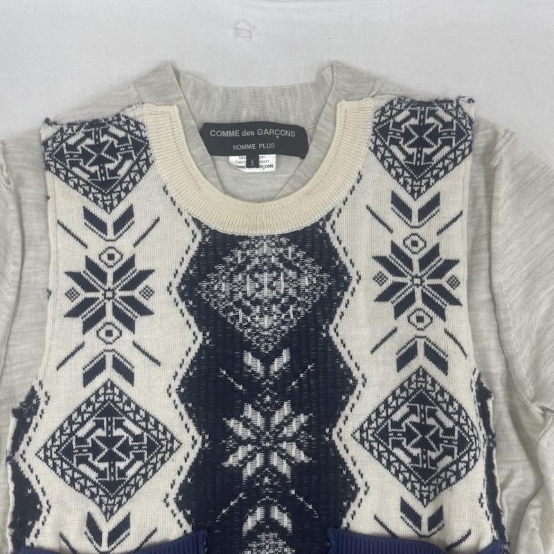 コムデギャルソンオムプリュス COMME des GARCONS HommePlus Tシャツ 半袖 10ss 日本製 ランダムコラージュ期 ドッキング ニット パッチワーク Tシャツ S ベージュ / ベージュ / beige レディース USED 古着 中古 50164737