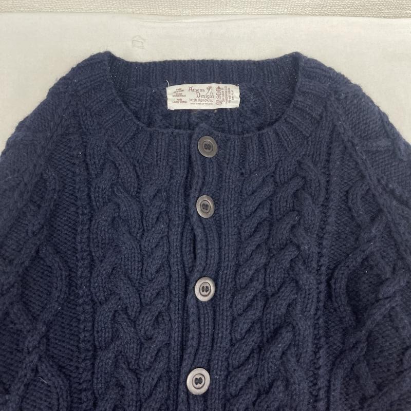 アテナデザイン ATHENA DESIGNS ニット、セーター 長袖 ARAN Cardigan アランニット カーディガン フィッシャ－マン セ－タ－ 紺 / ネイビー / navy メンズ USED 古着 中古 50164743