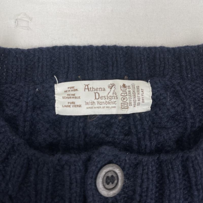 アテナデザイン ATHENA DESIGNS ニット、セーター 長袖 ARAN Cardigan アランニット カーディガン フィッシャ－マン セ－タ－ 紺 / ネイビー / navy メンズ USED 古着 中古 50164743