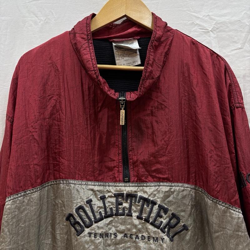 アディダス adidas ジャケット、上着 ジャンパー、ブルゾン 90年代 台湾製 ハーフジップ ナイロン ジャケット プルオーバー 90s VINTAGE XL 銀 / シルバー / silver color X えんじ / ワインレッド / dark red メンズ USED 古着 中古 50164748