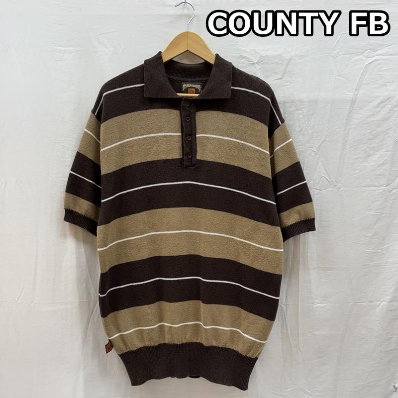 古着 USED ニット、セーター 半袖 COUNTY FB コットン アクリル ニット ボーダー柄 ポロシャツ L ボーダー柄 メンズ USED 古着 中古 50164752