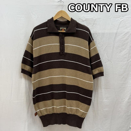 古着 USED ニット、セーター 半袖 COUNTY FB コットン アクリル ニット ボーダー柄 ポロシャツ L ボーダー柄 メンズ USED 古着 中古 50164752