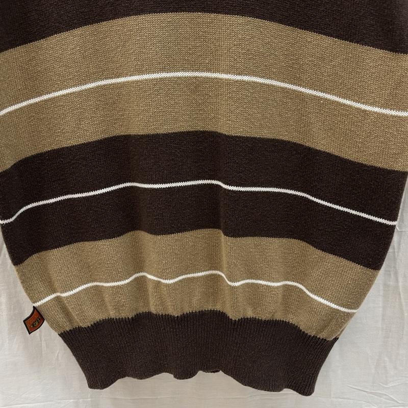古着 USED ニット、セーター 半袖 COUNTY FB コットン アクリル ニット ボーダー柄 ポロシャツ L ボーダー柄 メンズ USED 古着 中古 50164752