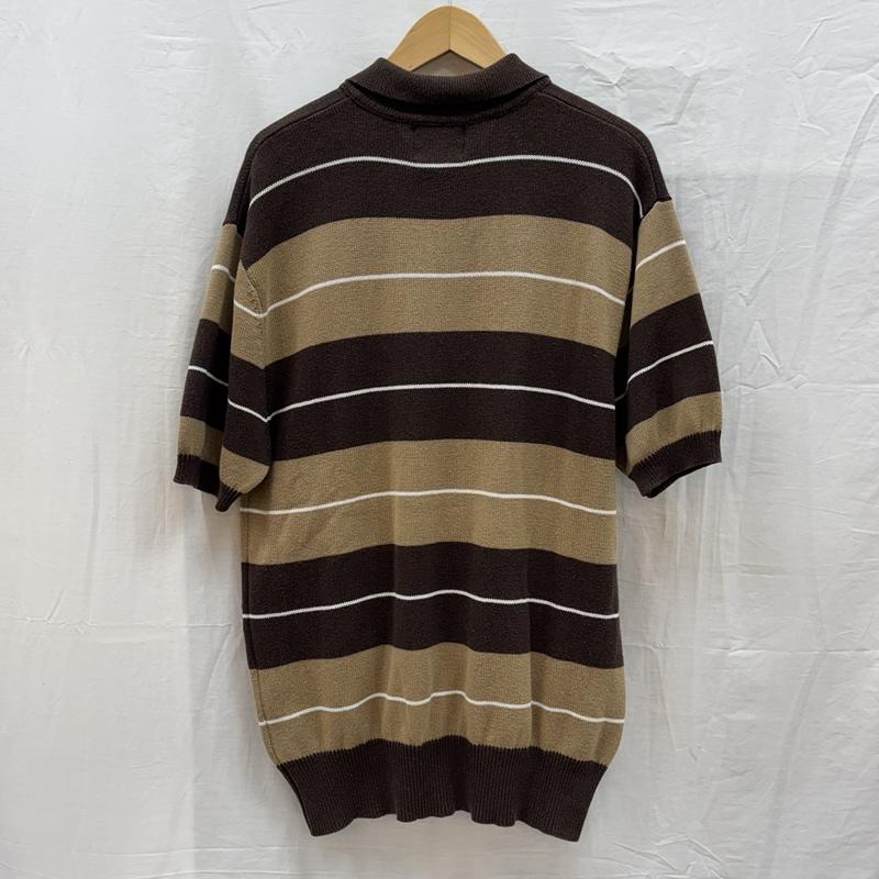 古着 USED ニット、セーター 半袖 COUNTY FB コットン アクリル ニット ボーダー柄 ポロシャツ L ボーダー柄 メンズ USED 古着 中古 50164752