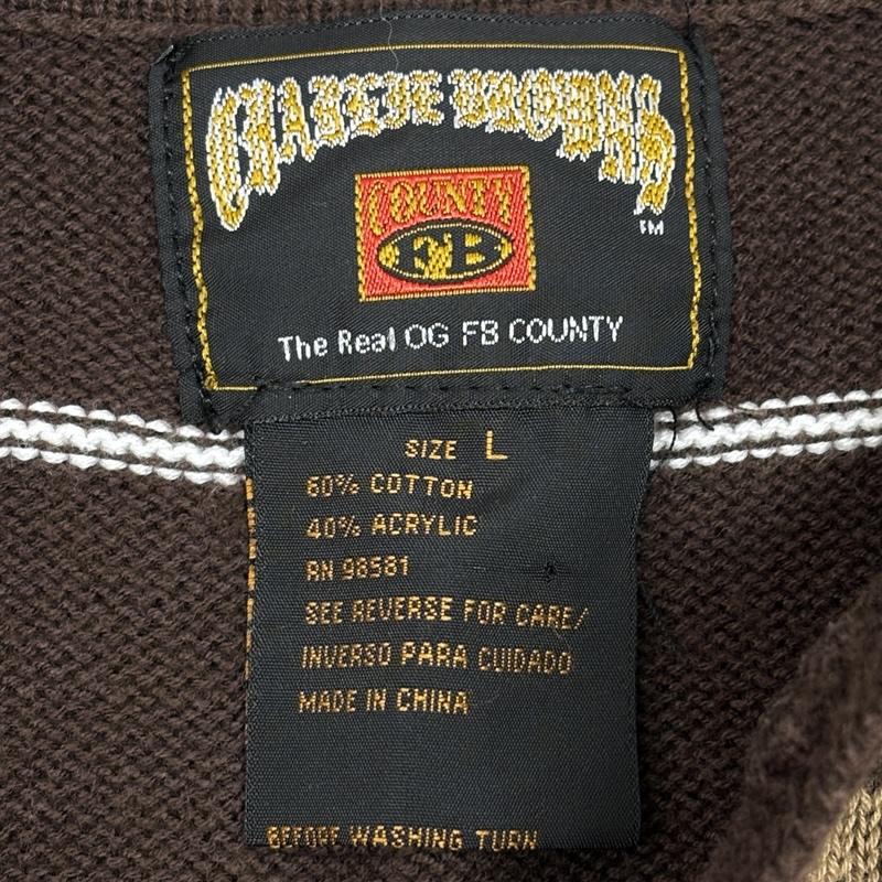 古着 USED ニット、セーター 半袖 COUNTY FB コットン アクリル ニット ボーダー柄 ポロシャツ L ボーダー柄 メンズ USED 古着 中古 50164752