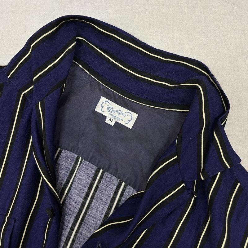 オアグローリー or Glory シャツ、ブラウス 半袖 ストライプ柄 オープンカラー 半袖 シャツ M ストライプ メンズ USED 古着 中古 50164753