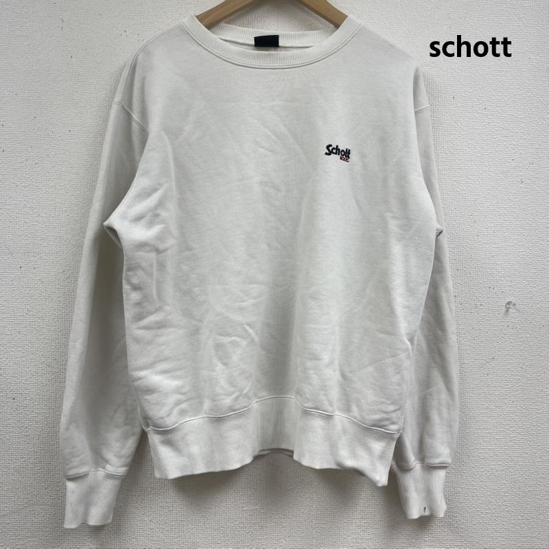 ショット schott トレーナー 長袖 CREW SWEAT LOGO EMBROIDERY 刺繍 クルーネック スウェット トレーナー 白 / ホワイト / white メンズ USED 古着 中古 50164754