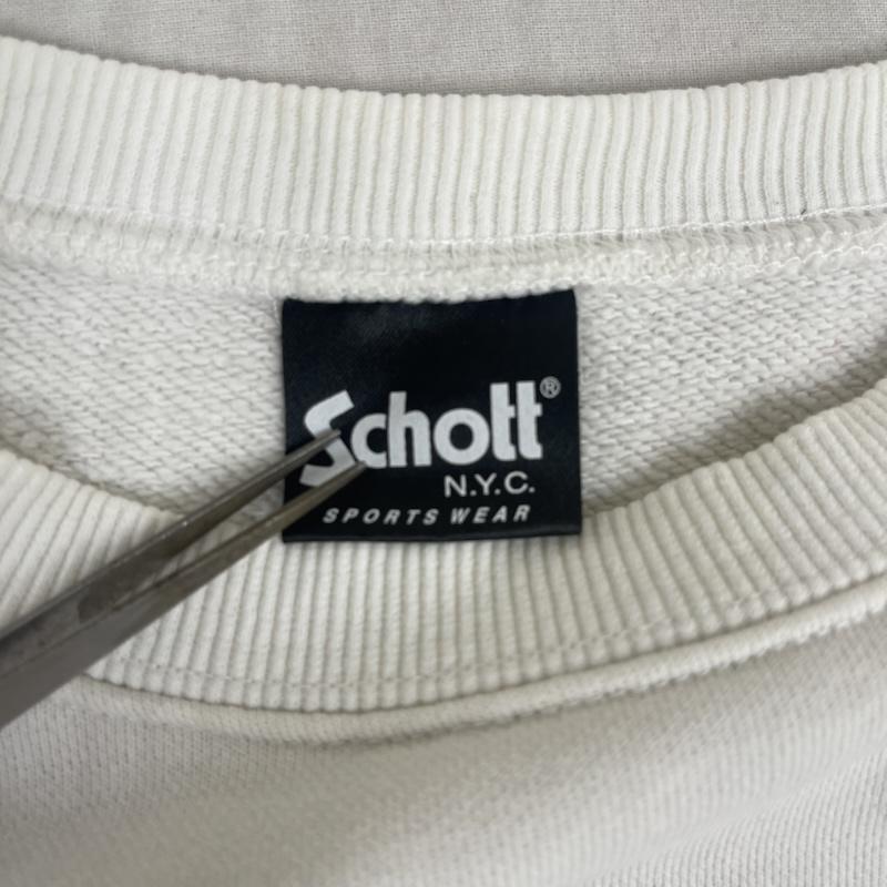 ショット schott トレーナー 長袖 CREW SWEAT LOGO EMBROIDERY 刺繍 クルーネック スウェット トレーナー 白 / ホワイト / white メンズ USED 古着 中古 50164754