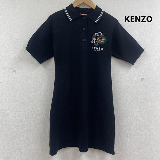 ケンゾー KENZO ポロシャツ 半袖 ニット ポロ シャツ 龍 刺繍 ワンピース fe52ro4623bq XS 黒 / ブラック / black レディース USED 古着 中古 50164755