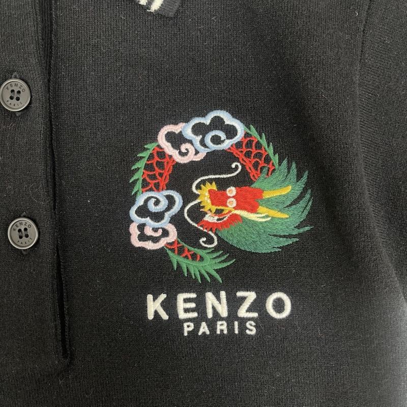 ケンゾー KENZO ポロシャツ 半袖 ニット ポロ シャツ 龍 刺繍 ワンピース fe52ro4623bq XS 黒 / ブラック / black レディース USED 古着 中古 50164755