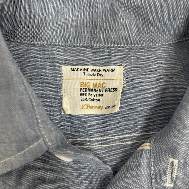 ビックマック BIGMAC シャツ、ブラウス 半袖 70s JCPenney ヴィンテージ シャンブレー 半袖 ワーク シャツ 水色 / ライトブルー / メンズ USED 古着 中古 50164764