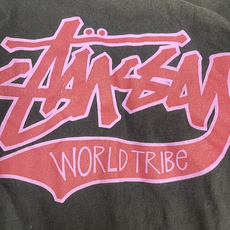ステューシー STUSSY Tシャツ 長袖 Slugger WORLD TRIBE ストックロゴ プリント ロンT M 黒 / ブラック / black メンズ USED 古着 中古 50164766