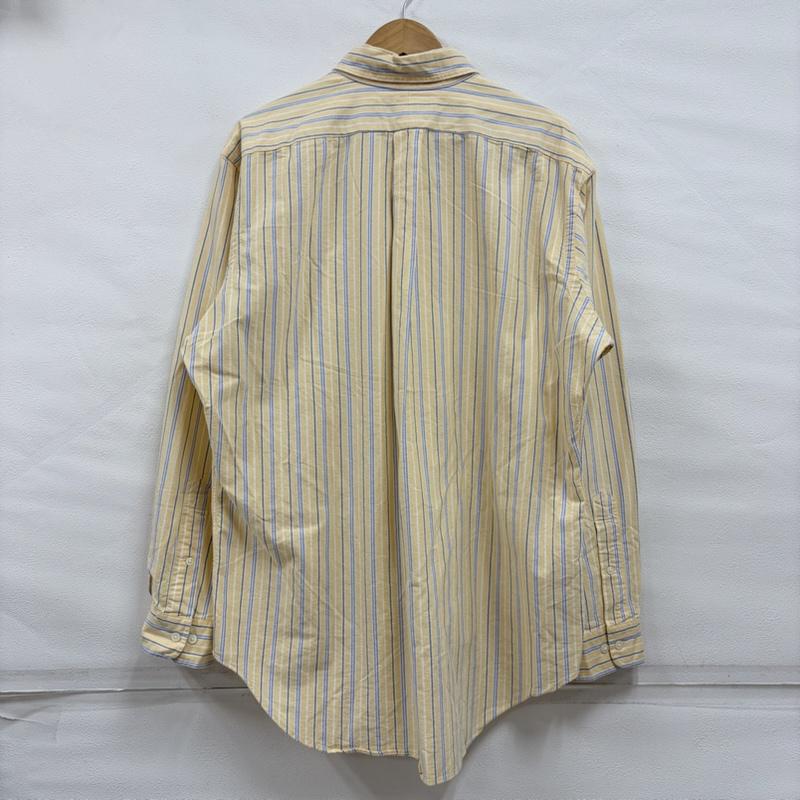 ラルフローレン RALPHLAUREN シャツ、ブラウス 長袖 90s ボタンダウン 長袖 ストライプ シャツ ポニー刺繍 ヴィンテージ 16サイズ - ストライプ X ワンポイント X ロゴ、文字 X 刺繍 黄 / イエロー / yellow X 青 / ブルー / blue X 紺 / ネイビー / navy メンズ USED 古着 中古 50164770
