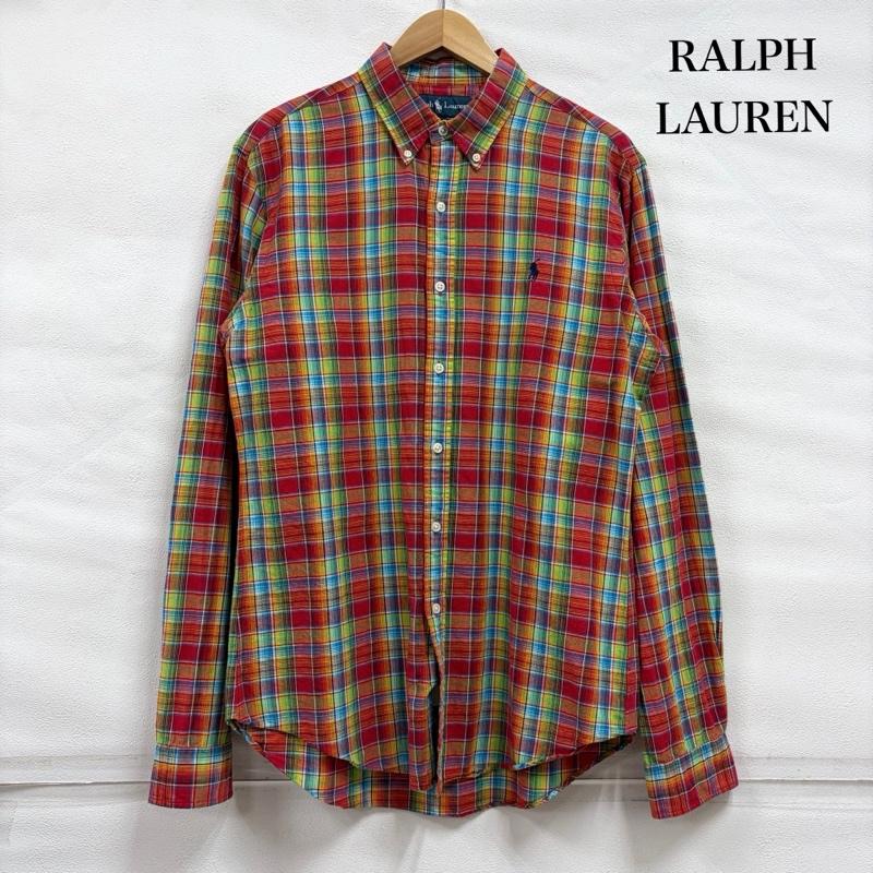 ラルフローレン RALPHLAUREN シャツ、ブラウス 長袖 ボタンダウン 長袖 マドラス チェック シャツ ポニー刺繡 コットン リネン M チェック X ワンポイント X ロゴ、文字 X 刺繍 赤 / レッド / red X マルチカラー / マルチカラー / multicolor メンズ USED 古着 中古 50164772