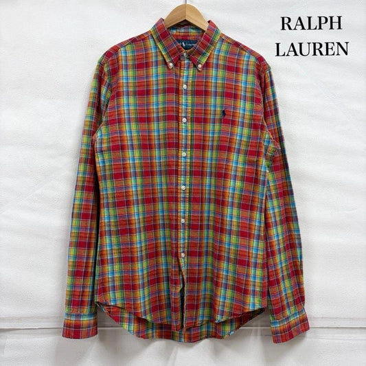 ラルフローレン RALPHLAUREN シャツ、ブラウス 長袖 ボタンダウン 長袖 マドラス チェック シャツ ポニー刺繡 コットン リネン M チェック X ワンポイント X ロゴ、文字 X 刺繍 赤 / レッド / red X マルチカラー / マルチカラー / multicolor メンズ USED 古着 中古 50164772