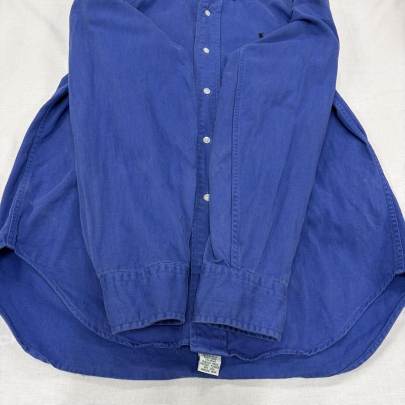 ポロバイラルフローレン Polo by RALPH LAUREN シャツ、ブラウス 長袖 80s ボタンダウン 長袖 シャツ ポニー刺繡 ヴィンテージ 無地 L 無地 X ワンポイント X ロゴ、文字 X 刺繍 青 / ブルー / blue X 黒 / ブラック / black メンズ USED 古着 中古 50164774