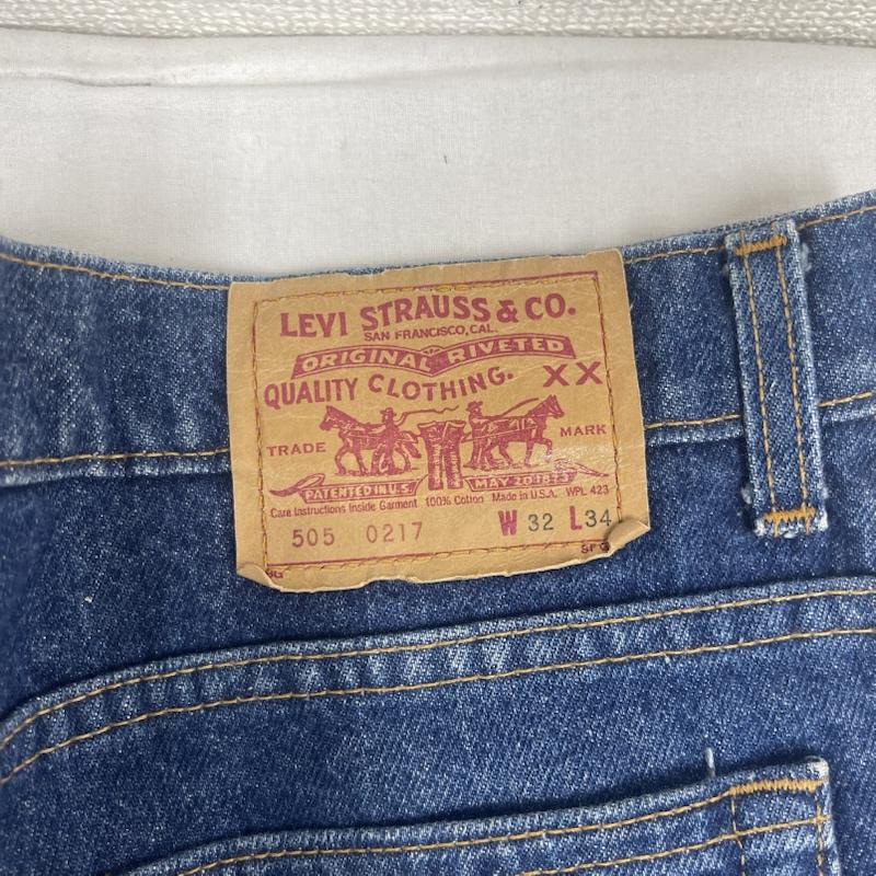 リーバイス Levi s パンツ デニム、ジーンズ USA製 505 ボタン裏 525 ジップフライ デニム パンツ 32インチ インディゴ / インディゴ / Indigo メンズ USED 古着 中古 50164775