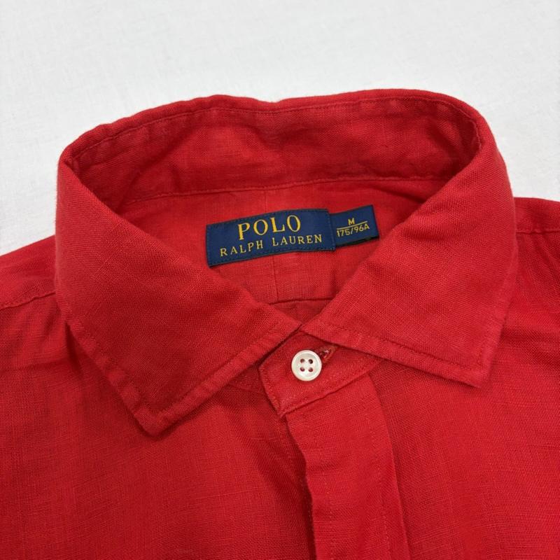 ポロラルフローレン POLO RALPH LAUREN シャツ、ブラウス 長袖 長袖 ポニー刺繡 シャツ リネン M 無地 X ワンポイント X ロゴ、文字 X 刺繍 赤 / レッド / red X 青 / ブルー / blue メンズ USED 古着 中古 50164778