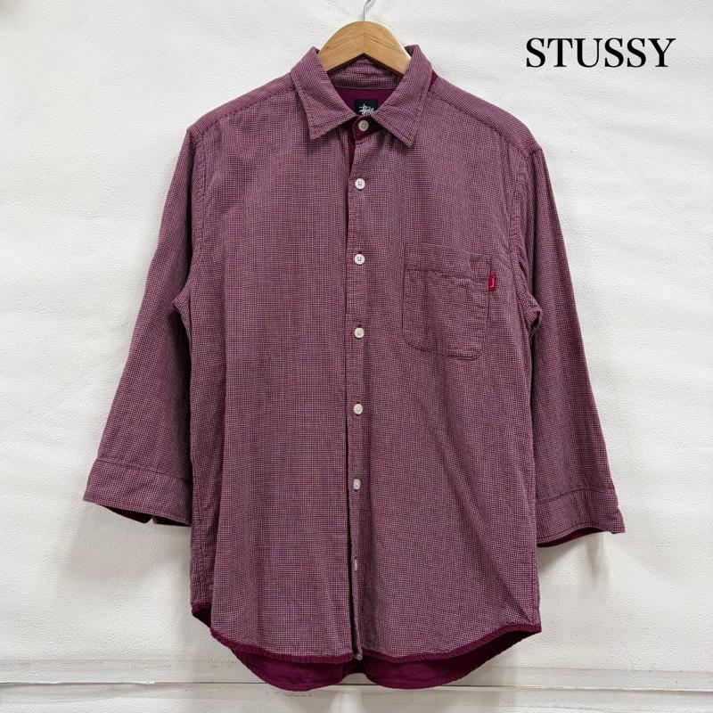 ステューシー STUSSY シャツ、ブラウス 七分袖 七分袖 チェック シャツ ポケット USA L チェック X ワンポイント X ロゴ、文字 紫 / パープル / purple X 白 / ホワイト / white メンズ USED 古着 中古 50164779