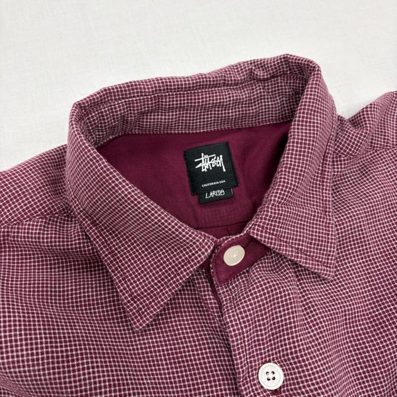 ステューシー STUSSY シャツ、ブラウス 七分袖 七分袖 チェック シャツ ポケット USA L チェック X ワンポイント X ロゴ、文字 紫 / パープル / purple X 白 / ホワイト / white メンズ USED 古着 中古 50164779