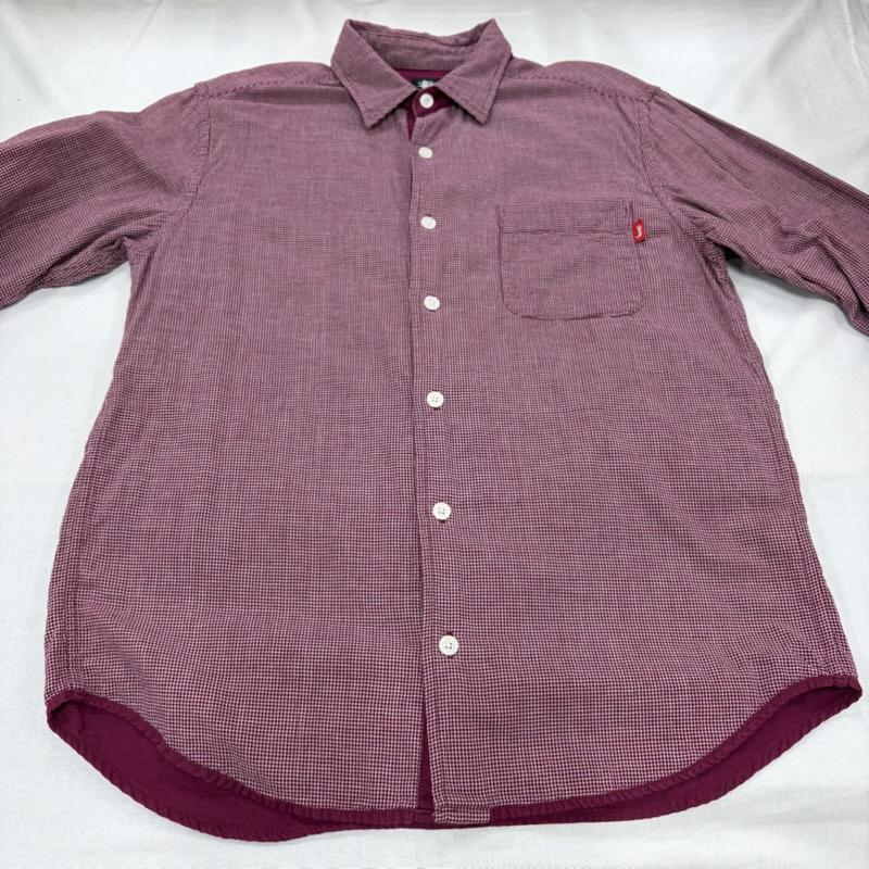 ステューシー STUSSY シャツ、ブラウス 七分袖 七分袖 チェック シャツ ポケット USA L チェック X ワンポイント X ロゴ、文字 紫 / パープル / purple X 白 / ホワイト / white メンズ USED 古着 中古 50164779