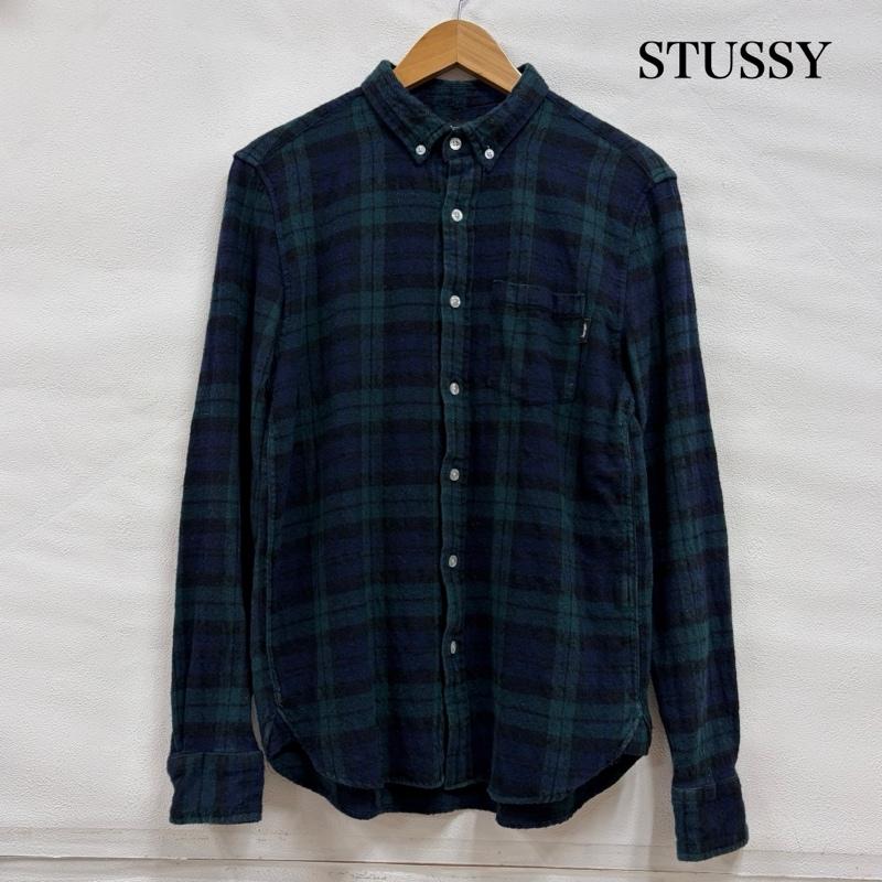 ステューシー STUSSY シャツ、ブラウス 長袖 長袖 チェック ネルシャツ ボタンダウン コットン ウール M チェック 緑 / グリーン / green X 紺 / ネイビー / navy メンズ USED 古着 中古 50164780