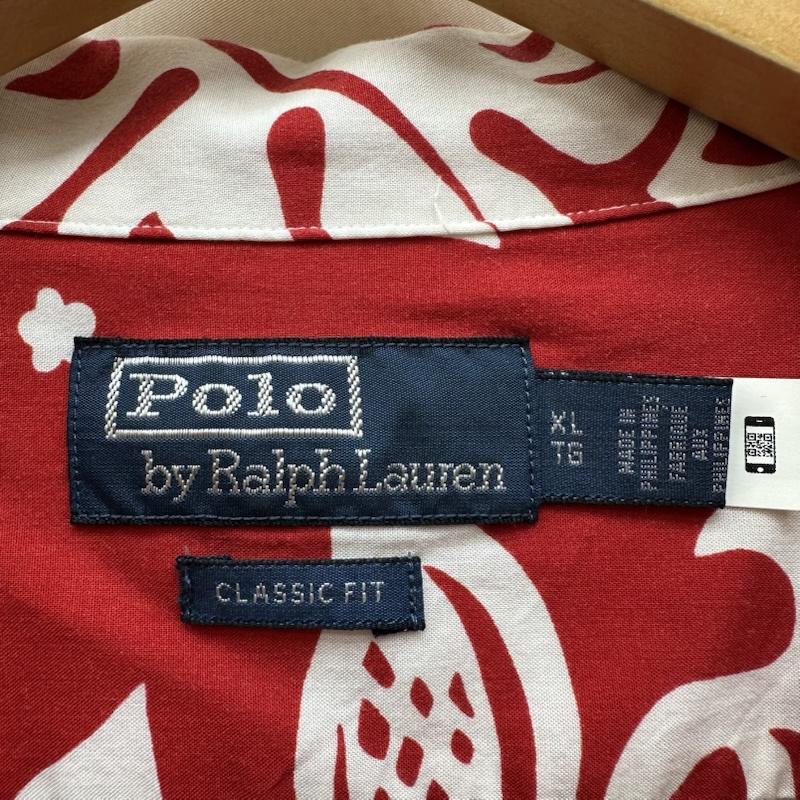 ポロラルフローレン POLO RALPH LAUREN シャツ、ブラウス 半袖 QRタグ 総柄 レーヨン アロハ シャツ XL 赤 / レッド / red X 白 / ホワイト / white メンズ USED 古着 中古 50164784