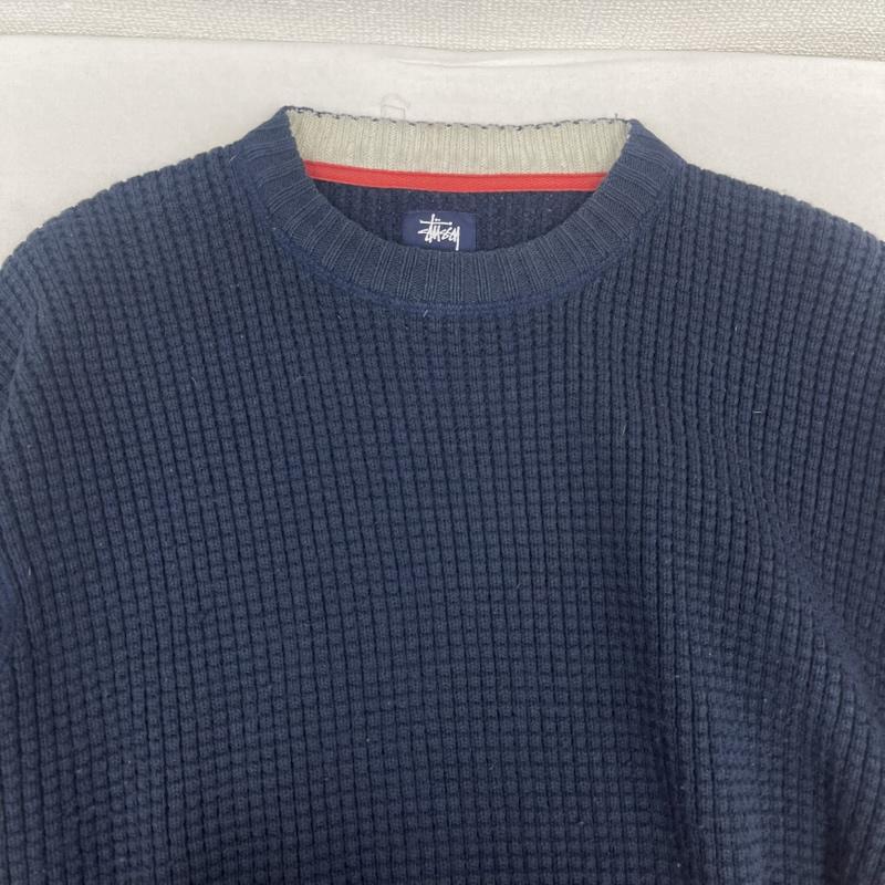 ステューシー STUSSY ニット、セーター 長袖 90s 紺タグ OLD STUSSY ワッフル編み 生地 セーター ニット M 紺 / ネイビー / navy メンズ USED 古着 中古 50164786