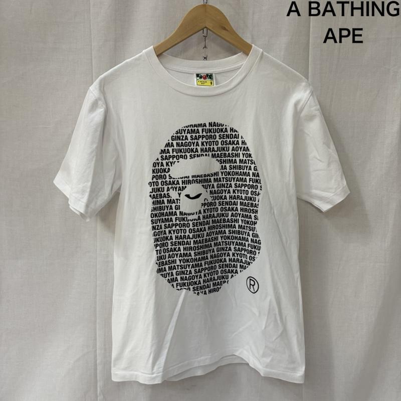 アベイシングエイプ A BATHING APE Tシャツ 半袖 JAPAN APE HEAD TEE コットン天竺 white S 完売品 S ロゴ、文字 X プリント X キャラクター 白 / ホワイト / white X 黒 / ブラック / black メンズ USED 古着 中古 50164798