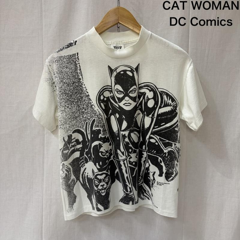 ヴィンテージ VINTAGE Tシャツ 半袖 USA製 ©DC COMICS キャットウーマン プリントTシャツ white SSI社製ボディ S キャラクター X プリント 白 / ホワイト / white X 黒 / ブラック / black レディース USED 古着 中古 50164799