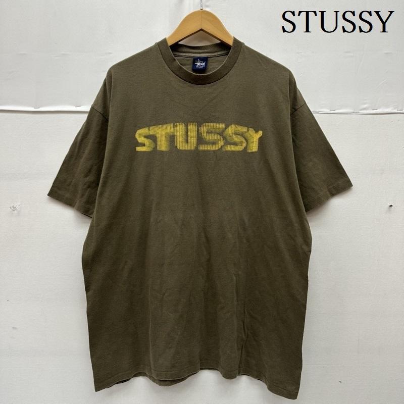 ステューシー STUSSY Tシャツ 半袖 90s 紺タグ ロゴ プリント Tシャツ シングルステッチ XL 茶 / ブラウン / brown X カーキ / カーキ / khaki メンズ USED 古着 中古 50164811