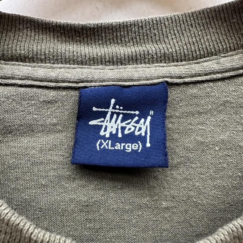 ステューシー STUSSY Tシャツ 半袖 90s 紺タグ ロゴ プリント Tシャツ シングルステッチ XL 茶 / ブラウン / brown X カーキ / カーキ / khaki メンズ USED 古着 中古 50164811