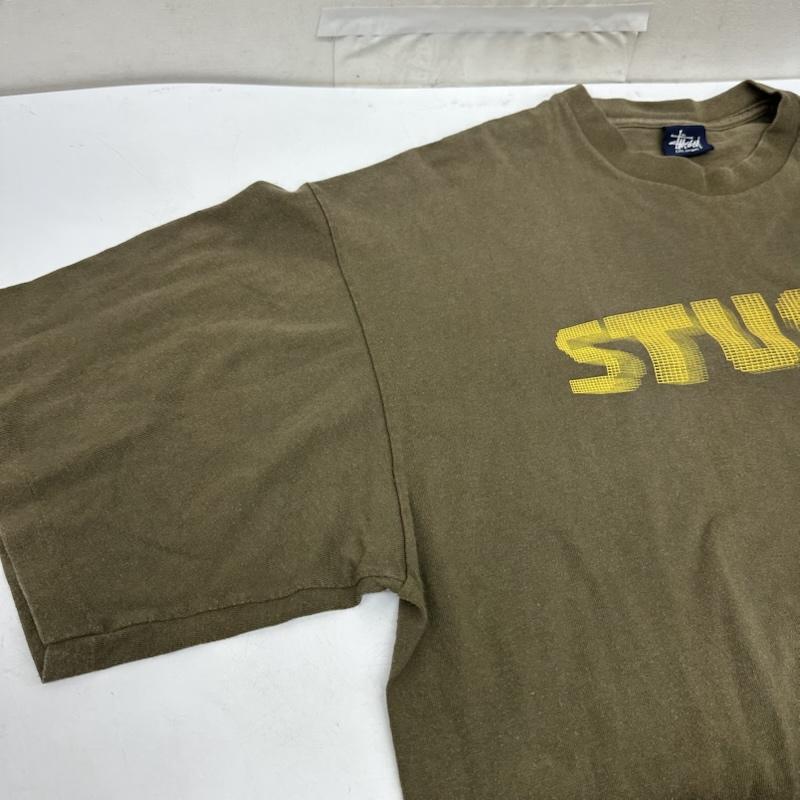 ステューシー STUSSY Tシャツ 半袖 90s 紺タグ ロゴ プリント Tシャツ シングルステッチ XL 茶 / ブラウン / brown X カーキ / カーキ / khaki メンズ USED 古着 中古 50164811
