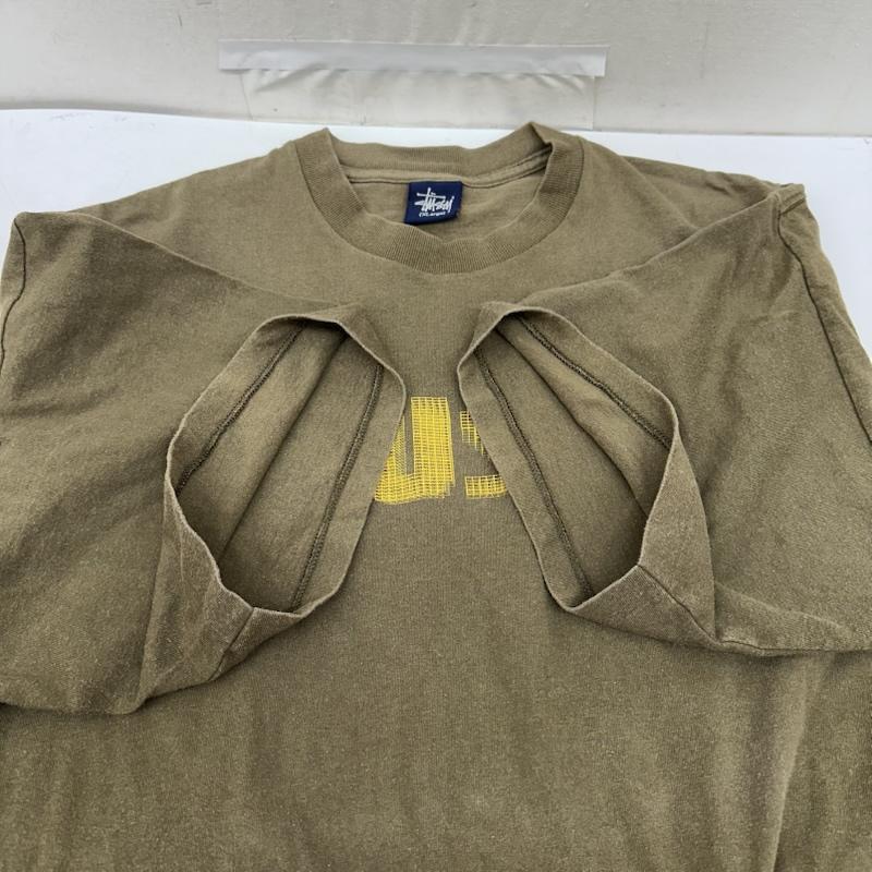ステューシー STUSSY Tシャツ 半袖 90s 紺タグ ロゴ プリント Tシャツ シングルステッチ XL 茶 / ブラウン / brown X カーキ / カーキ / khaki メンズ USED 古着 中古 50164811