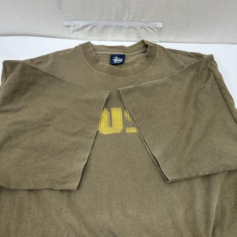 ステューシー STUSSY Tシャツ 半袖 90s 紺タグ ロゴ プリント Tシャツ シングルステッチ XL 茶 / ブラウン / brown X カーキ / カーキ / khaki メンズ USED 古着 中古 50164811