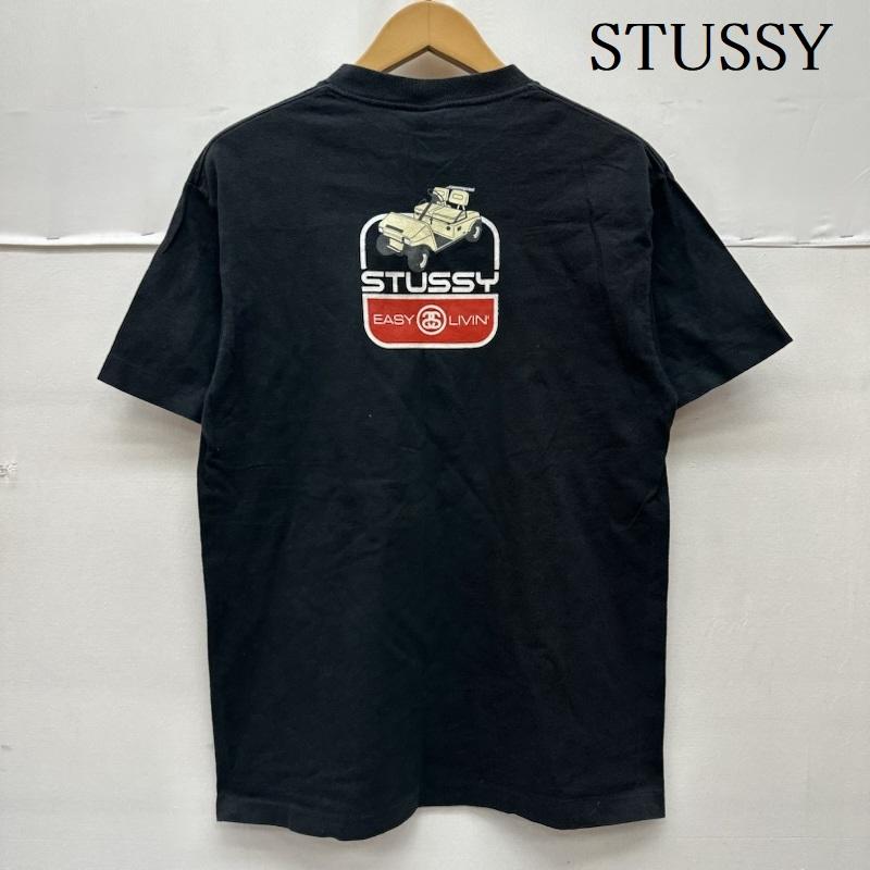 ステューシー STUSSY Tシャツ 半袖 90s USA製 紺タグ EASY LIVIN ゴルフカート プリント Tシャツ M 黒 / ブラック / black メンズ USED 古着 中古 50164813