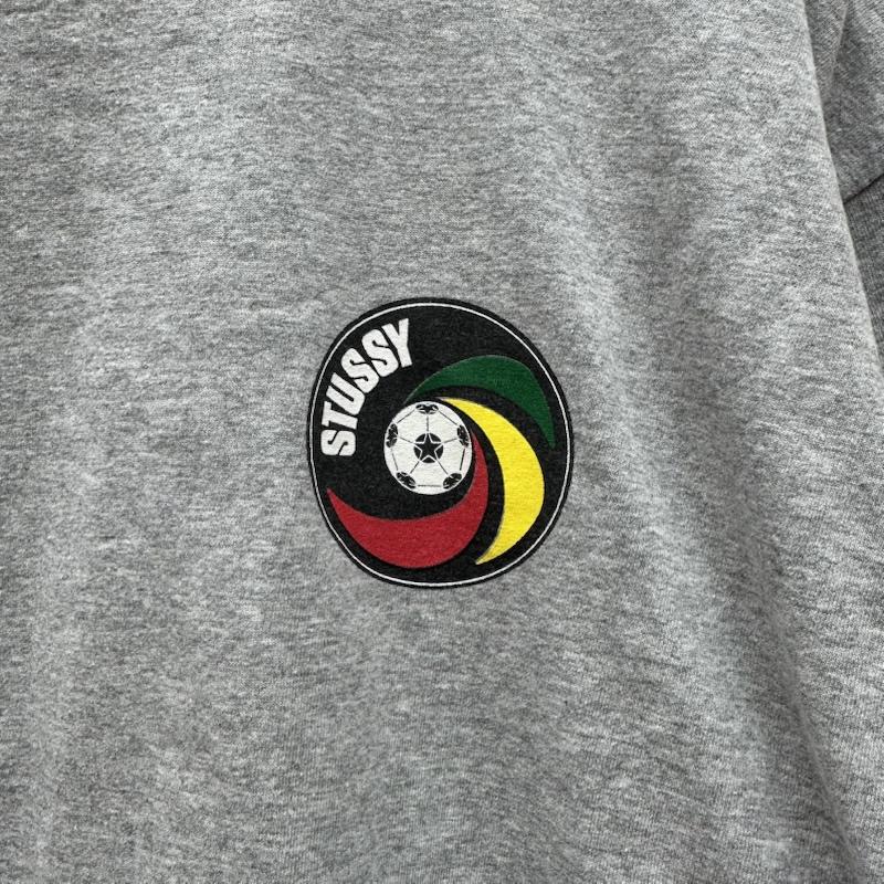 ステューシー STUSSY Tシャツ 半袖 90s 紺タグ USA製 ラスタカラー ロゴ プリント リンガー Tシャツ L 灰 / グレー / gray メンズ USED 古着 中古 50164815