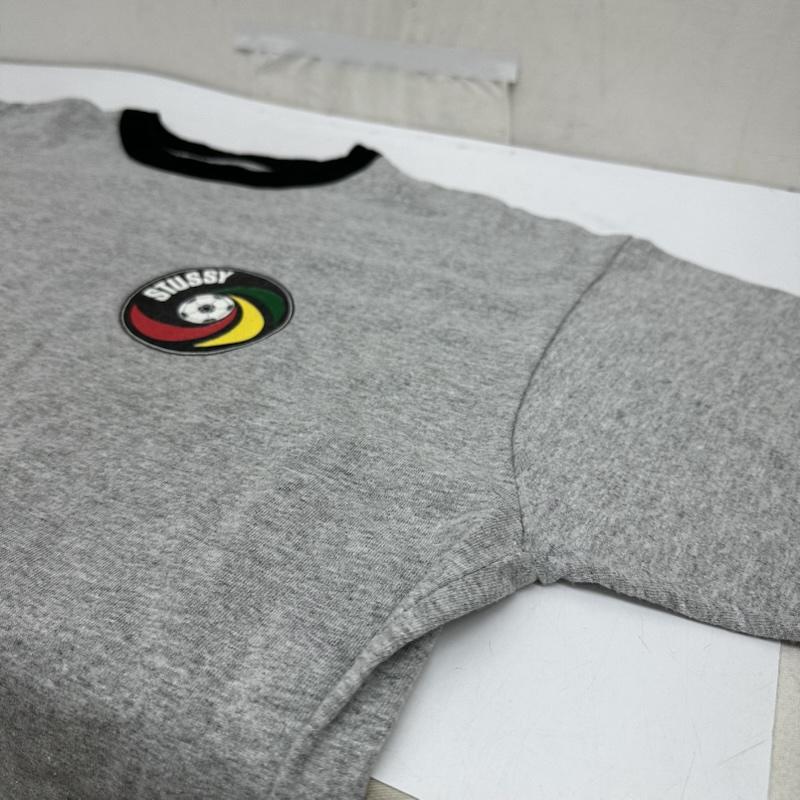 ステューシー STUSSY Tシャツ 半袖 90s 紺タグ USA製 ラスタカラー ロゴ プリント リンガー Tシャツ L 灰 / グレー / gray メンズ USED 古着 中古 50164815