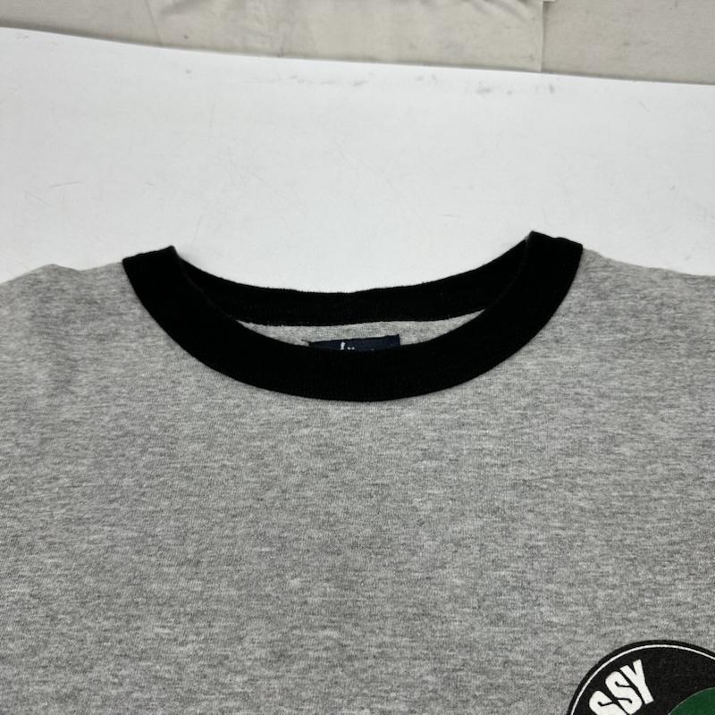 ステューシー STUSSY Tシャツ 半袖 90s 紺タグ USA製 ラスタカラー ロゴ プリント リンガー Tシャツ L 灰 / グレー / gray メンズ USED 古着 中古 50164815