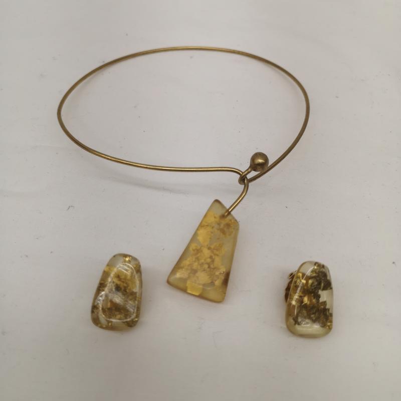 古着 USED アクセサリー ネックレス、ペンダント IKUO PARIS 金箔 ネックレス チョーカー イヤリング セット - レディース USED 古着 中古 50164821