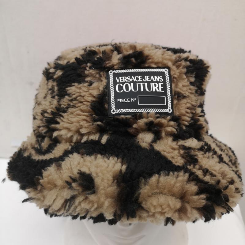 ヴェルサーチジーンズクチュール VERSACE JEANS COUTURE 帽子 ハット ボア バケット ハット サイズM 茶 / ブラウン / brown X 黒 / ブラック / black レディース USED 古着 中古 50164822