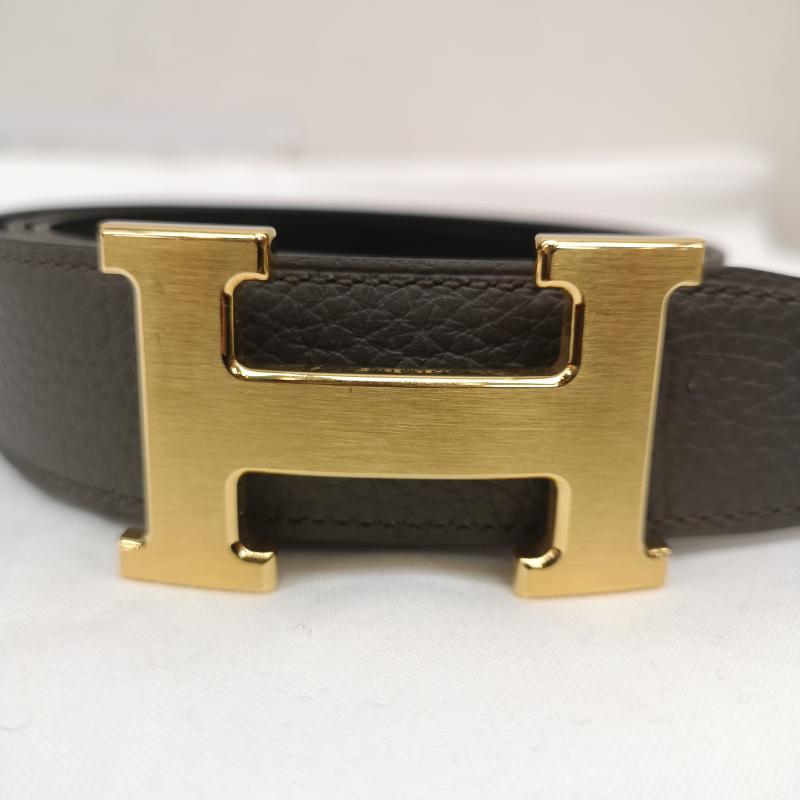 エルメス HERMES ベルト・バックル ベルト コンスタンス H リバーシブル ベルト エプソン シェーブル ゴールド金具 100 D刻印 - 黒 / ブラック / black X 灰 / グレー / gray メンズ USED 古着 中古 50164823
