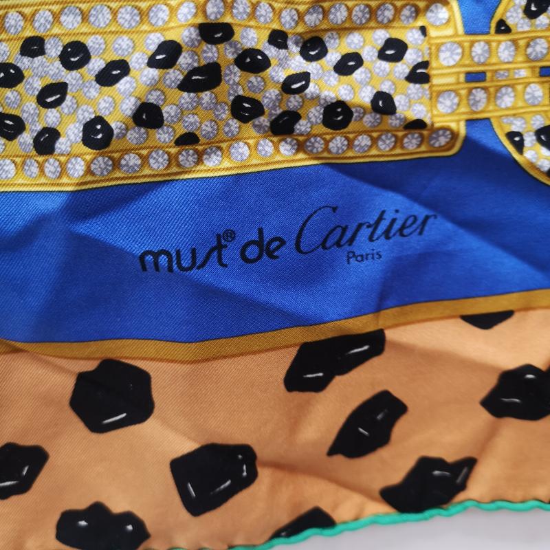 カルティエ Cartier ファッション小物 スカーフ、ポケットチーフ must de Cartier パンサー シルク スカーフ - レディース USED 古着 中古 50164846