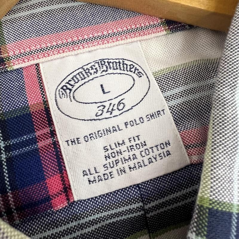 ブルックス ブラザーズ BROOKS BROTHERS シャツ、ブラウス 長袖 チェック ボタンダウンシャツ L 紺 / ネイビー / navy X 桃 / ピンク / pink X 白 / ホワイト / white メンズ USED 古着 中古 50164850