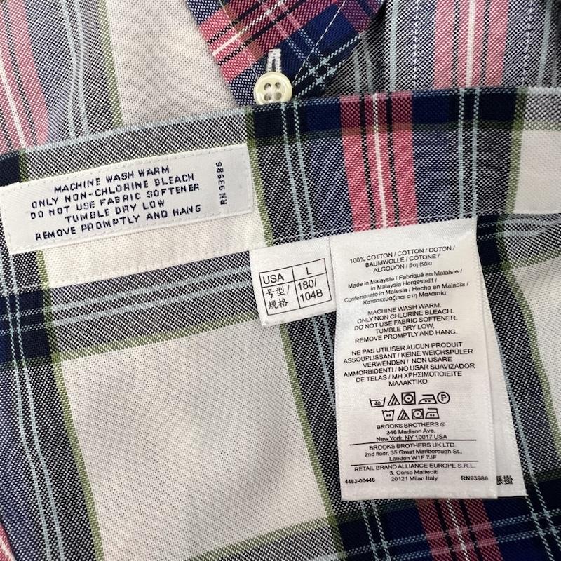 ブルックス ブラザーズ BROOKS BROTHERS シャツ、ブラウス 長袖 チェック ボタンダウンシャツ L 紺 / ネイビー / navy X 桃 / ピンク / pink X 白 / ホワイト / white メンズ USED 古着 中古 50164850