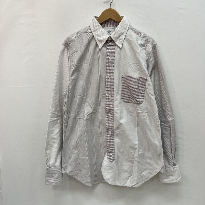 ブラックフリース ブルックスブラザーズ BLACK FLEECE シャツ、ブラウス 長袖 USA製 ランダムストライプ ボタンダウンシャツ サイズBB3 - 白 / ホワイト / white X 灰 / グレー / gray メンズ USED 古着 中古 50164851