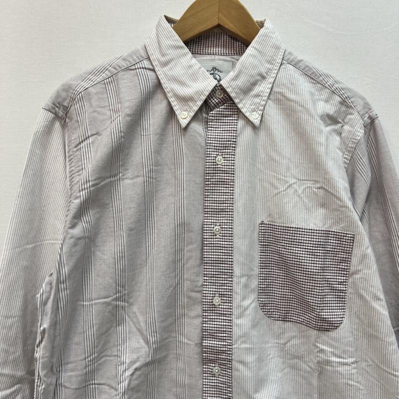 ブラックフリース ブルックスブラザーズ BLACK FLEECE シャツ、ブラウス 長袖 USA製 ランダムストライプ ボタンダウンシャツ サイズBB3 - 白 / ホワイト / white X 灰 / グレー / gray メンズ USED 古着 中古 50164851