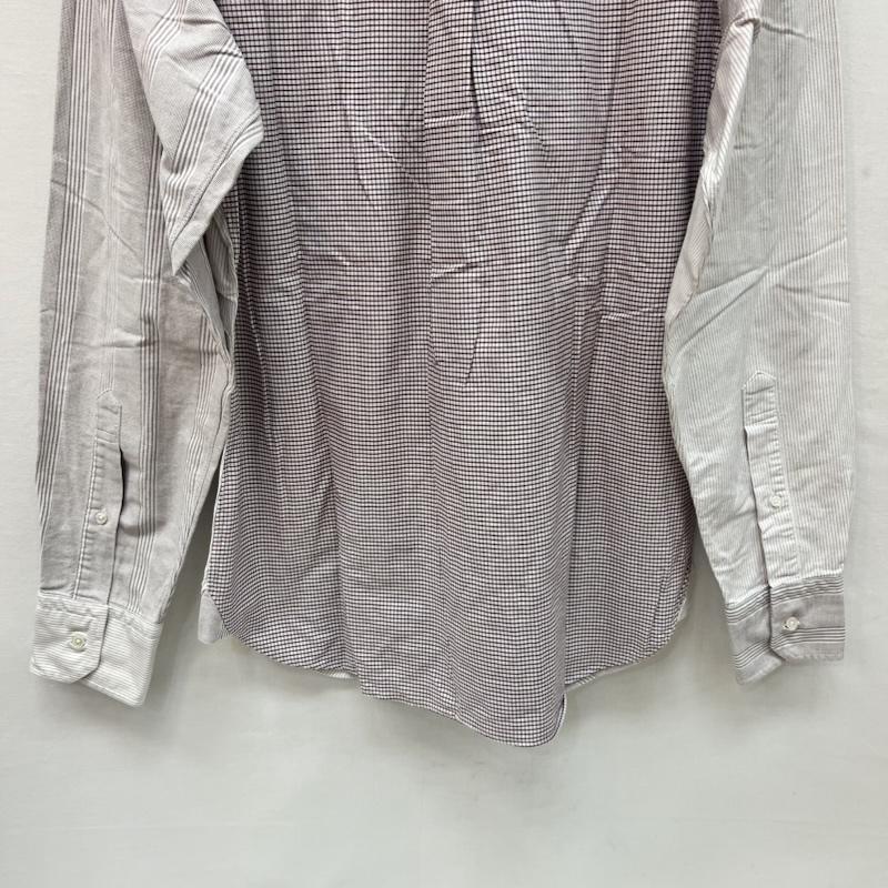 ブラックフリース ブルックスブラザーズ BLACK FLEECE シャツ、ブラウス 長袖 USA製 ランダムストライプ ボタンダウンシャツ サイズBB3 - 白 / ホワイト / white X 灰 / グレー / gray メンズ USED 古着 中古 50164851